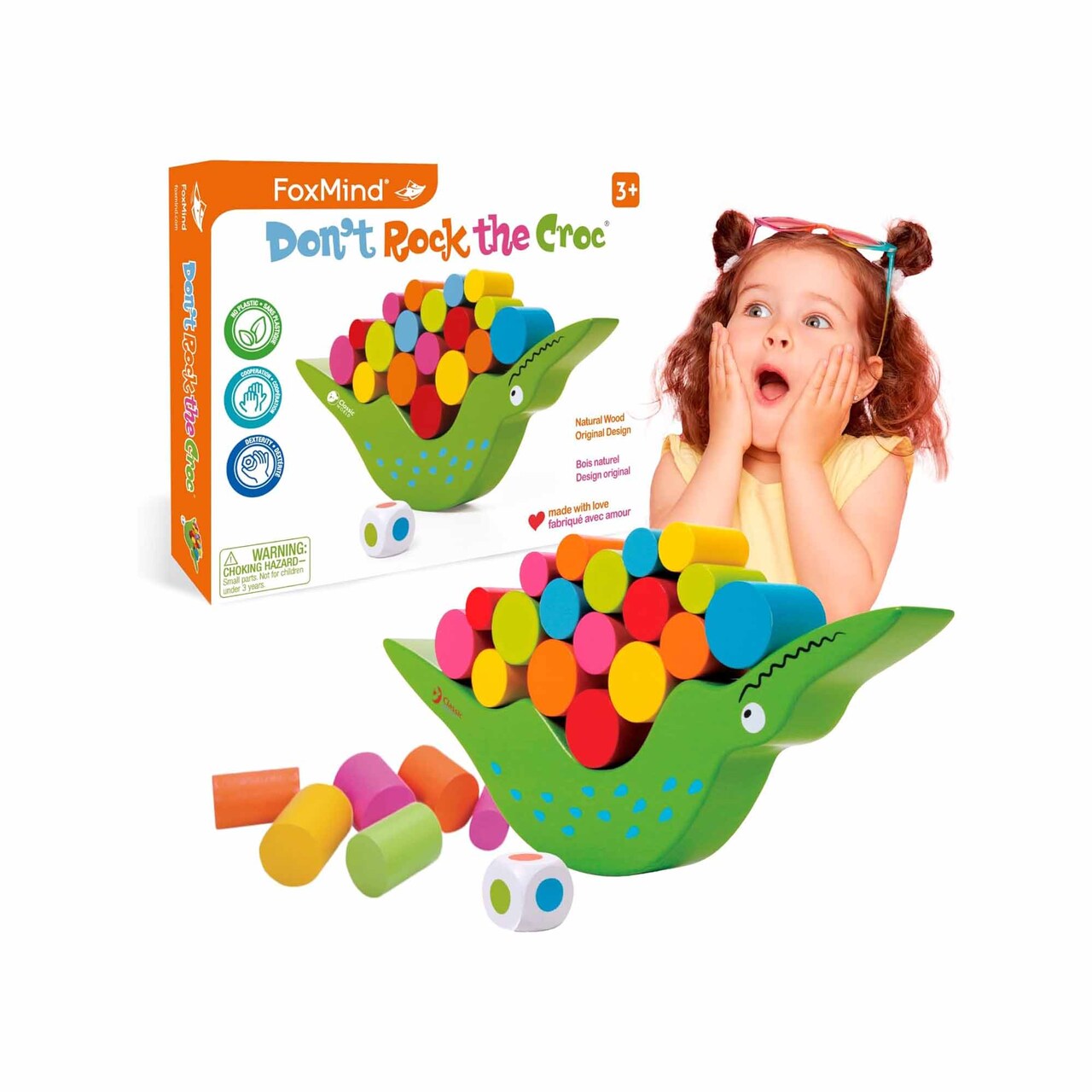 Foxmind Games Don't Rock The Croc, Toddler Boy Girl Games, Kids Games 3-5, Multiplayer 3 Year Old Board Games for Family Fun
